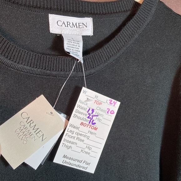 Carmen Marc Valvo black sweater with pearls down each sleeve. Stunning! B6 - Picture 2 of 4